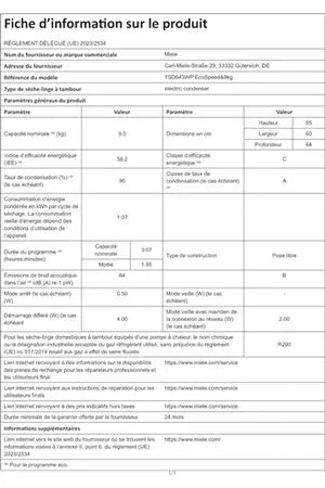 Máquina de secar roupa Miele TSD 643 WP com bomba de calor, 9 kg