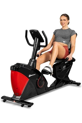 Bicicleta de exercício Hop-Sport HS-070L Helix semi-reclinada com Bluetooth e aplicação, 32 níveis de resistência, volante de 18,5 kg, assento ajustável e computador de bordo.