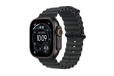 Apple Watch Ultra 3 GPS + Cellular 49mm, caixa em titânio preto com bracelete preta oceano