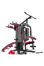 Estação de Musculação Multifunções Hop-Sport HS-1054K, 3 Estações + 72 kg, Saco de Pancada, Luvas de Boxe, Módulo Borboleta, Barra