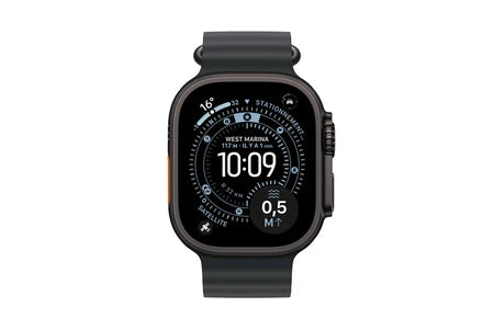 Apple Watch Ultra 3 GPS + Cellular 49mm, caixa em titânio preto com bracelete preta oceano