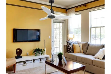 Ventilador de teto Klassfan, Ventilador de teto reversível, Termostato, Wi-Fi, Motor DC, Telhados inclinados, Comando à distância, Ultrassilencioso, Compatível com Shopify, Vendável