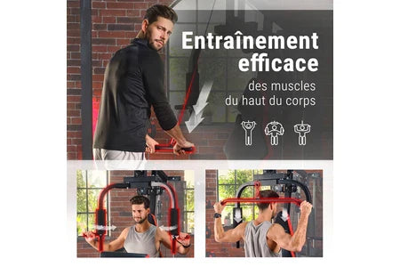 Estação de Musculação Multifuncional Hop-Sport HS-1044K, Equipamento de Musculação, Multigym com 1 Estação + 66 kg, Estação de Fitness com Polia Alta