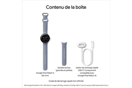 Google Pixel Watch 4 45mm Smartwatch Bluetooth, Cinza Acetinado com Bracelete Desportiva de Fluoroelastómero, Quartzo Cinza