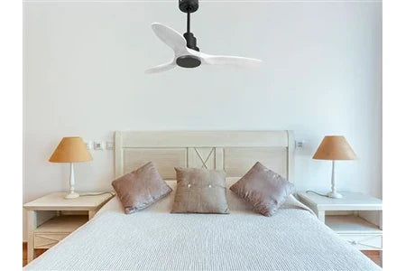 Ventilador de teto Klassfan, Ventilador de teto reversível, Termostato, Wi-Fi, Motor DC, Telhados inclinados, Comando à distância, Ultrassilencioso, Compatível com Shopify, Vendável