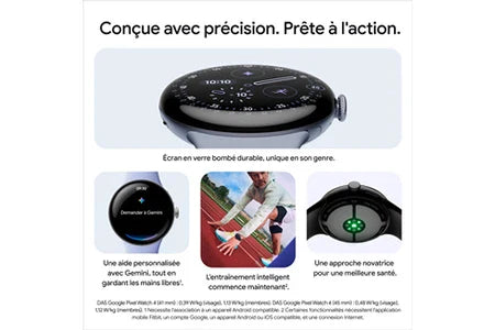 Google Pixel Watch 4 45mm Smartwatch Bluetooth, Cinza Acetinado com Bracelete Desportiva de Fluoroelastómero, Quartzo Cinza