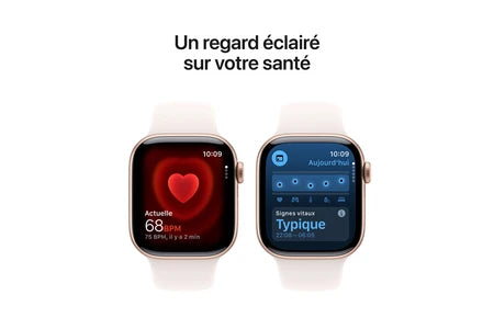 Apple Watch Series 11 GPS, caixa em alumínio dourado rosê de 42 mm com bracelete desportiva rosa claro - Tamanhos S/M