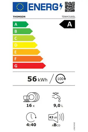Máquina de lavar loiça de instalação livre Thomson TDW4316SL